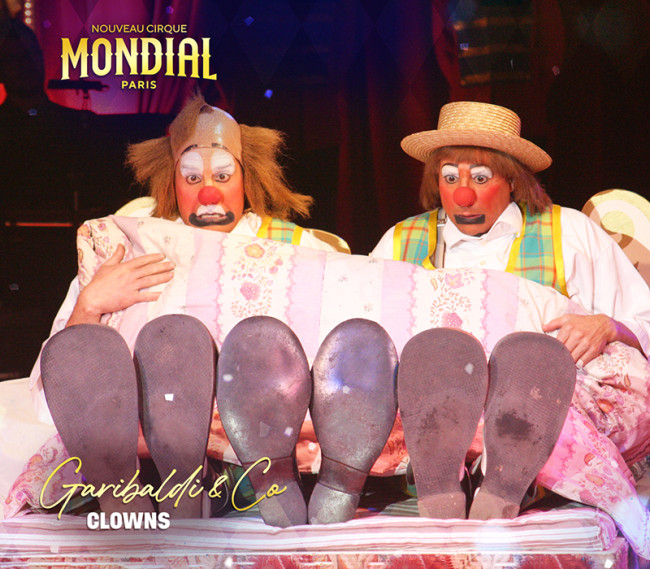 Retrouvez le duo Garibaldi et Co au Nouveau Cirque Mondial de Paris Photo de Garibaldi et Co, Clowns au Nouveau Cirque Mondial de Paris pour le spectacle WOW
