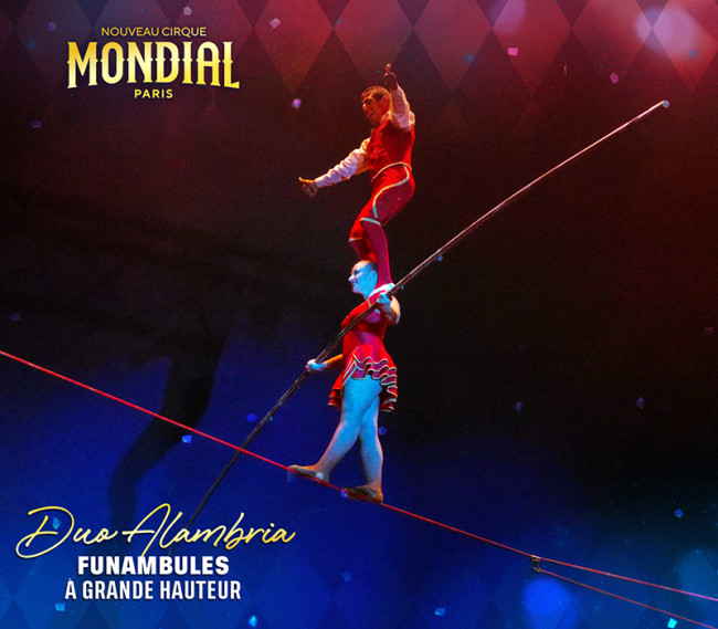 Photo du Duo Alambria, Funambules au Nouveau Cirque Mondial de Paris